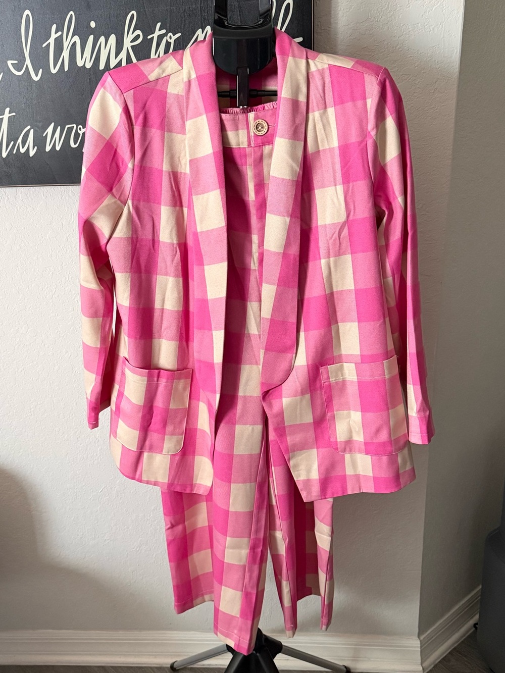 Turquoise Haven Pink & Cream Buffalo Check Blazer Jacket(ONLY) NWT
